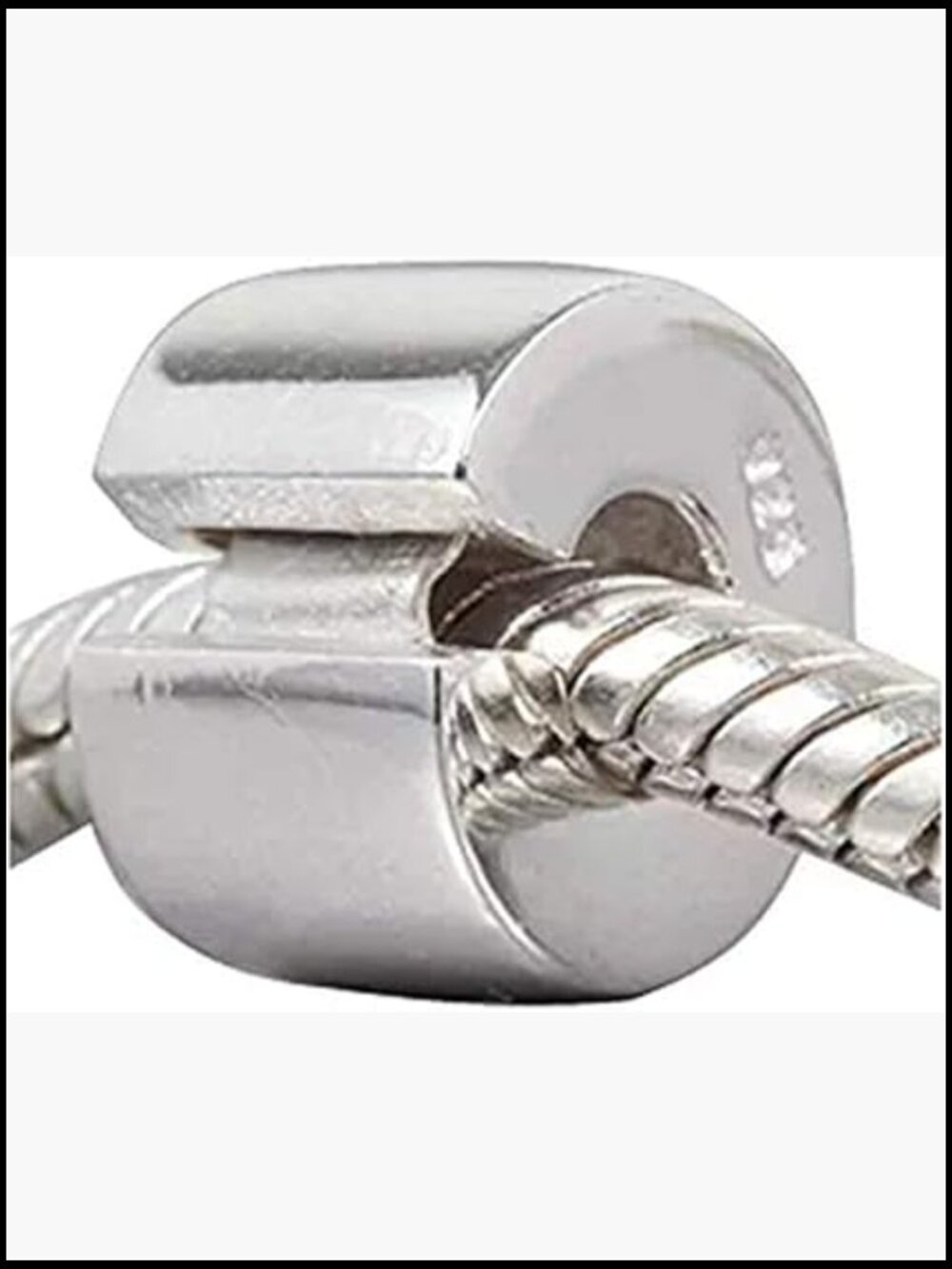 Sterling Silver Lock Bead Charm Spacer for Charm Bracelets Clip Stopper Jewelry